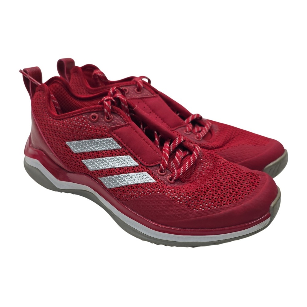 Adidas Athletics‎ Speed Trainer Mens 7.5 Red Silver Mesh Sneakers Shoes Q16542